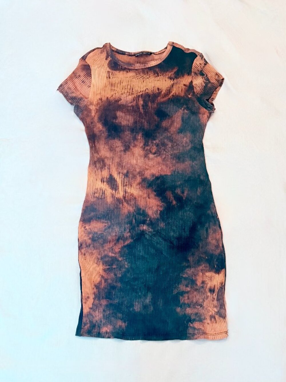 SHEIN Bleach Tie Dye Ribbed Bodycon Mini Dress Size M